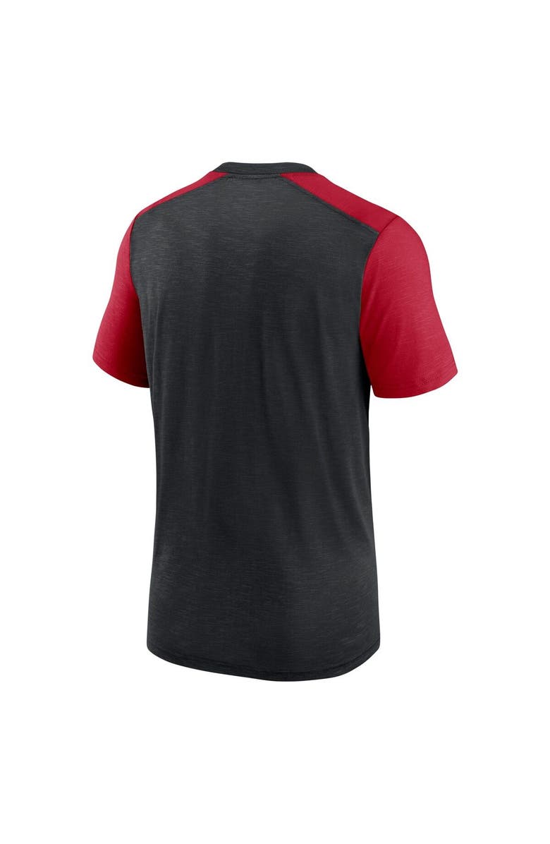 Nike Men's Nike Heathered Black/Heathered Red Atlanta Falcons Color Block Team Name T-Shirt, Alternate, color, Heather Black