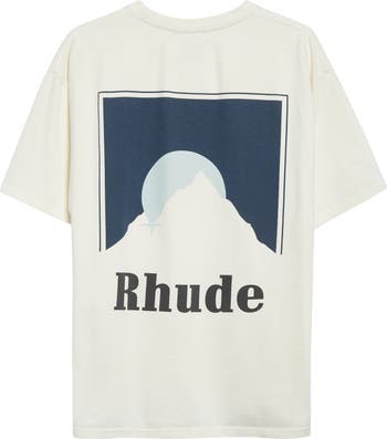 RHUDE ムーンライト ロゴ プリント コットン Tシャツ 人気 MOONLIGHT BADGE TEE – R H U D E