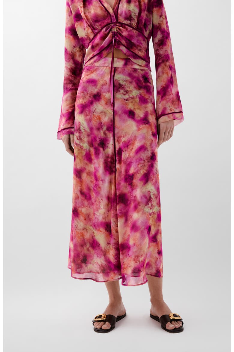 Tie Velvet Print Skirt, Main, color, Multi-pink