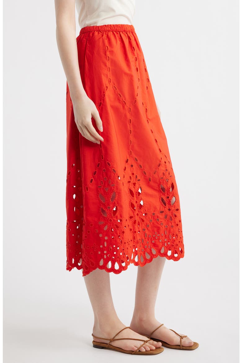 Embroidered Midi Skirt, Alternate, color, WILD POPPY