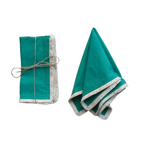 Elegant Embroidered Fringe Cotton Napkins