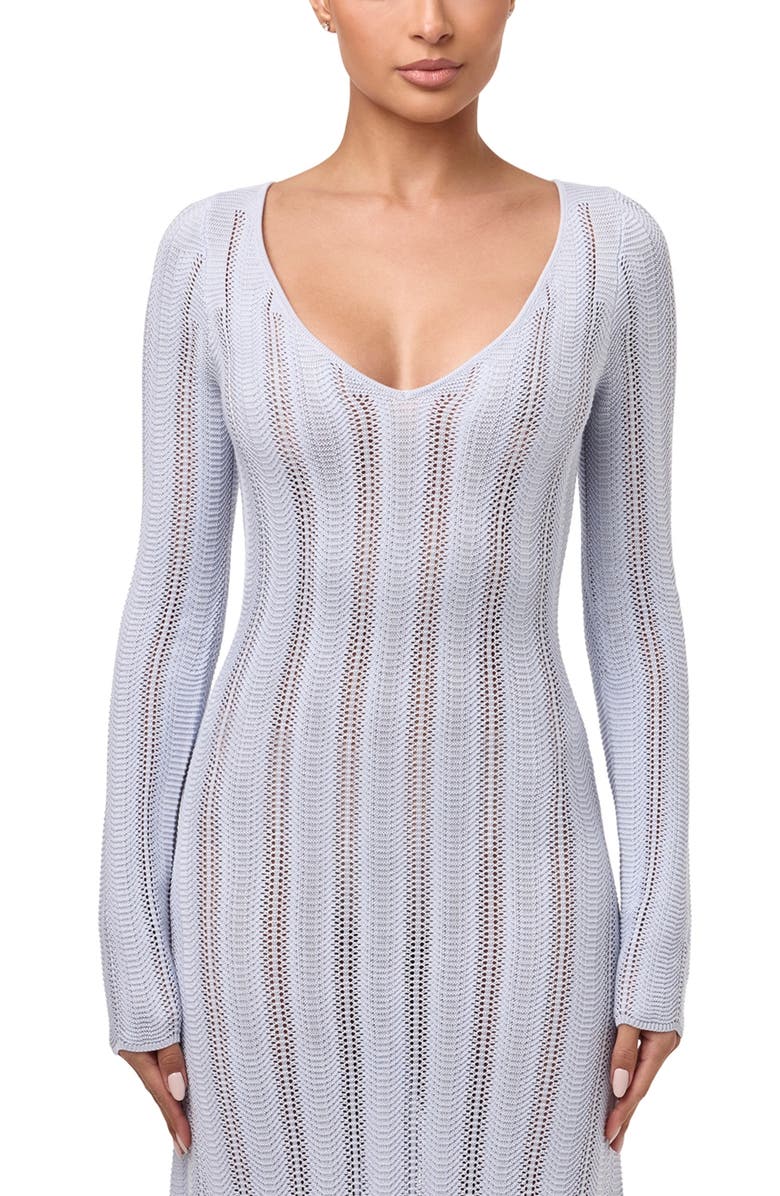 Naked Wardrobe Long Sleeve Knit Maxi Dress, Alternate, color, Baby Blue