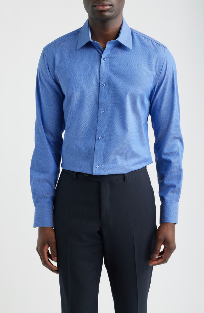 DANIEL HECHTER Paris Modern Fit Navy Micropattern Cotton Dress Shirt, Main, color, 