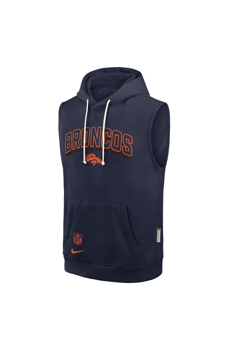 Nike Men's Nike Navy Denver Broncos Sideline Performance Sleeveless Pullover Hoodie, Alternate, color, 