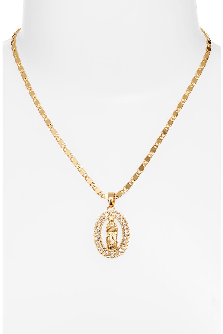 Crystal Embellished Guadalupe Pendant Necklace, Alternate, color, GOLD