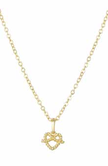 14K Gold Plated Preztel Heart Pendant Necklace