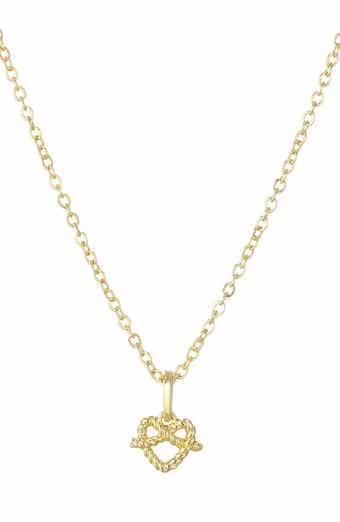 14K Gold Plated Preztel Heart Pendant Necklace