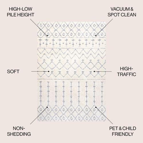 Jonathan Y Pia Moroccan Trellis Plush Carved Area Rug In Cream/gray