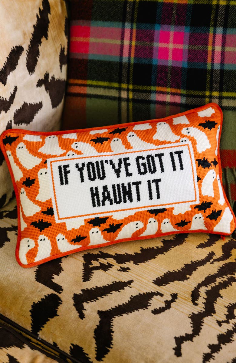 Furbish Needlepoint Pillow, Alternate, color, Haunt It