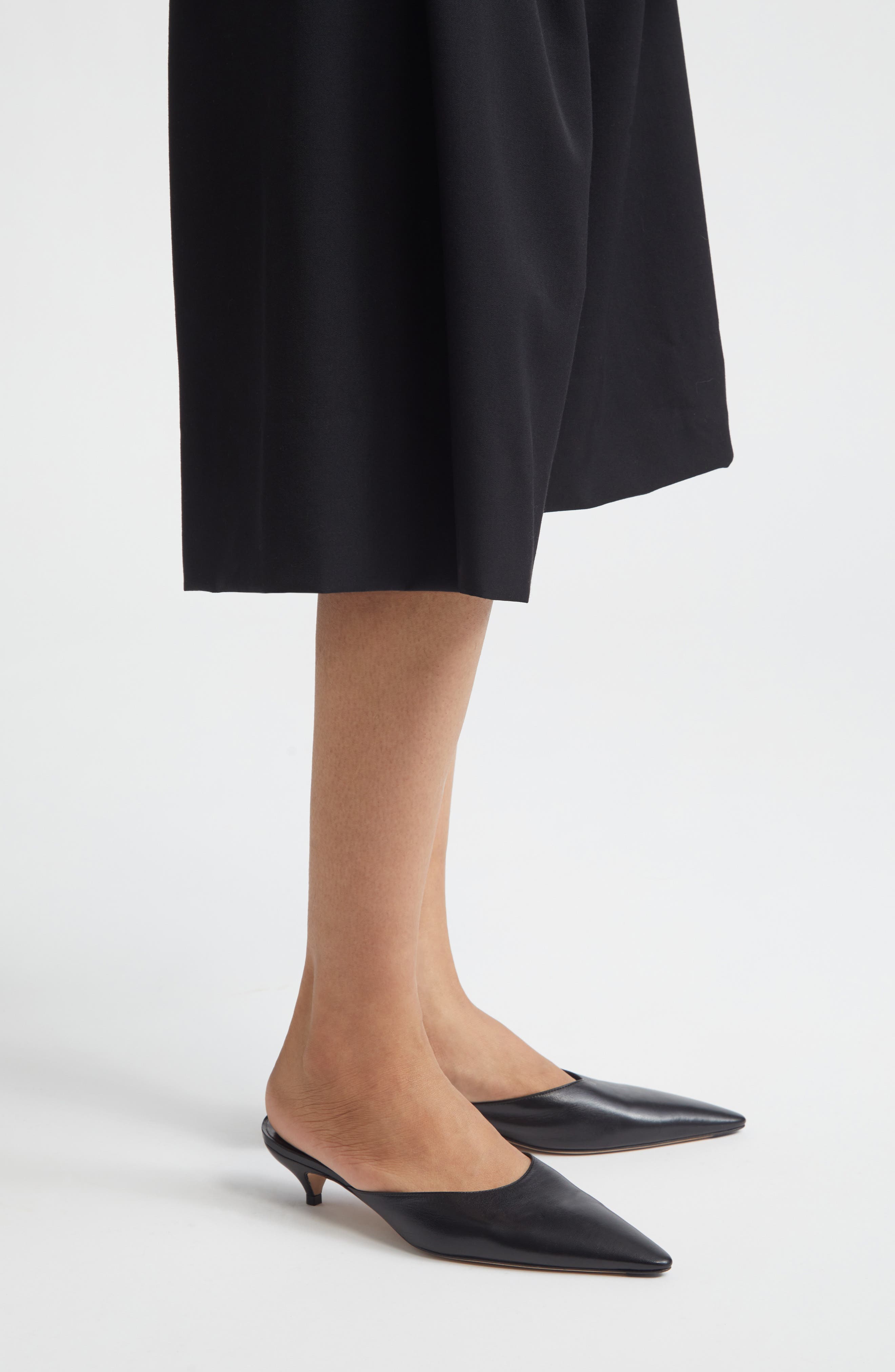 The Row Liiisa Pointed Toe Kitten Heel Mule, Alternate, color, Black