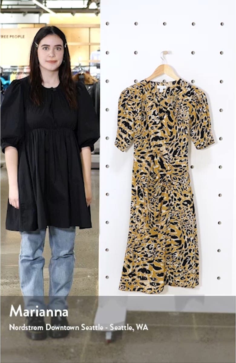 Leopard Print Mock Wrap Midi Dress, sales video thumbnail