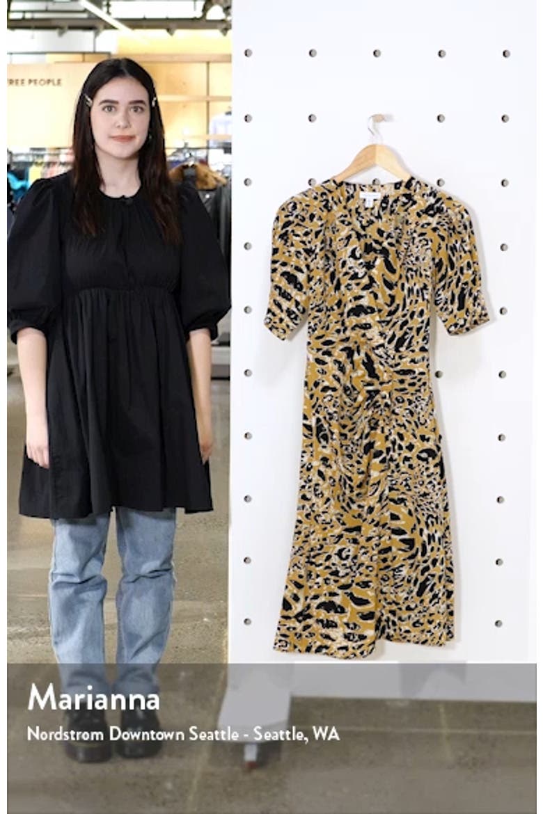 Leopard Print Mock Wrap Midi Dress video