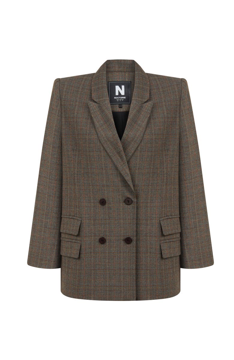 Nocturne Padded Shoulder Plaid Blazer, Alternate, color, 