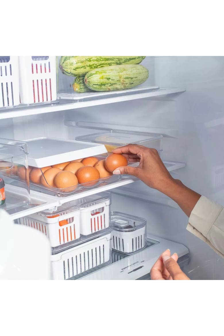 Rolling Clear Stackable Egg Holder Organizer, Alternate, color, Clear/White