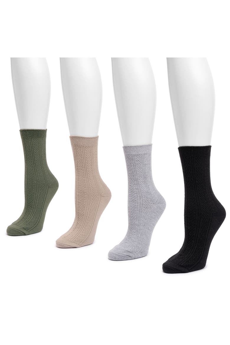 Women's 4 Pair Pack Lume Soft Crew Socks, Alternate, color, Neutral