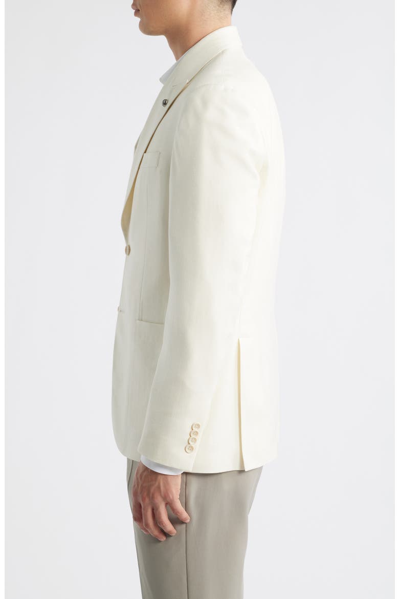 Marco Peak Lapel Wool & Silk Blend Herringbone Sport Coat, Alternate, color, ECRU