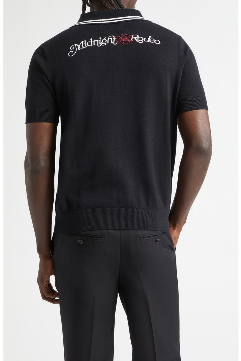 Signature Logo Embroidered Polo Sweater, Alternate, color, BLACK
