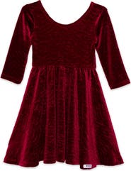 WORTHY THREADS Girls Holiday Bodre Velvet Twirly Dress