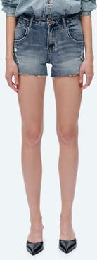 Bayeas Nova Raw Hem Mid Rise Denim Shorts
