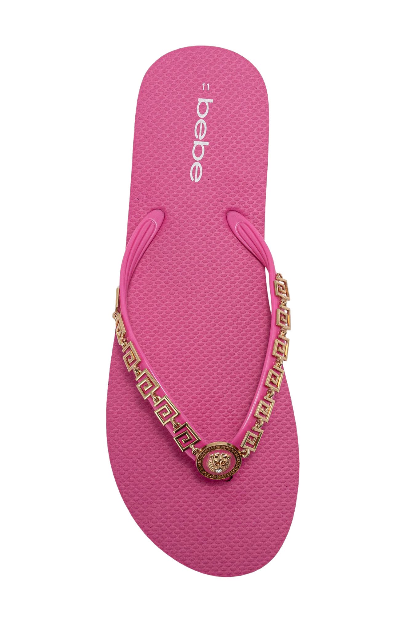 Lion Charm Thong Flip Flop, Alternate, color, FUCHSIA