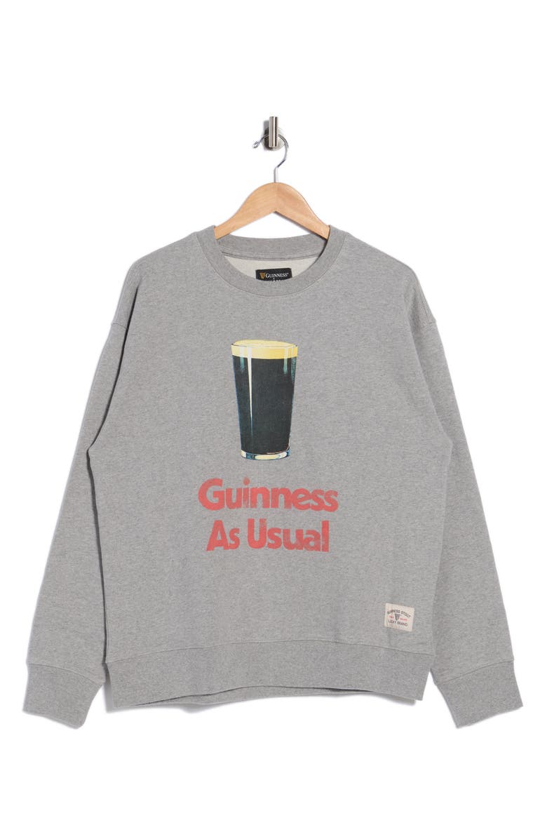 Lucky Brand Guinness As Usual Graphic Sweatshirt, Main, color, Light Heather Grey