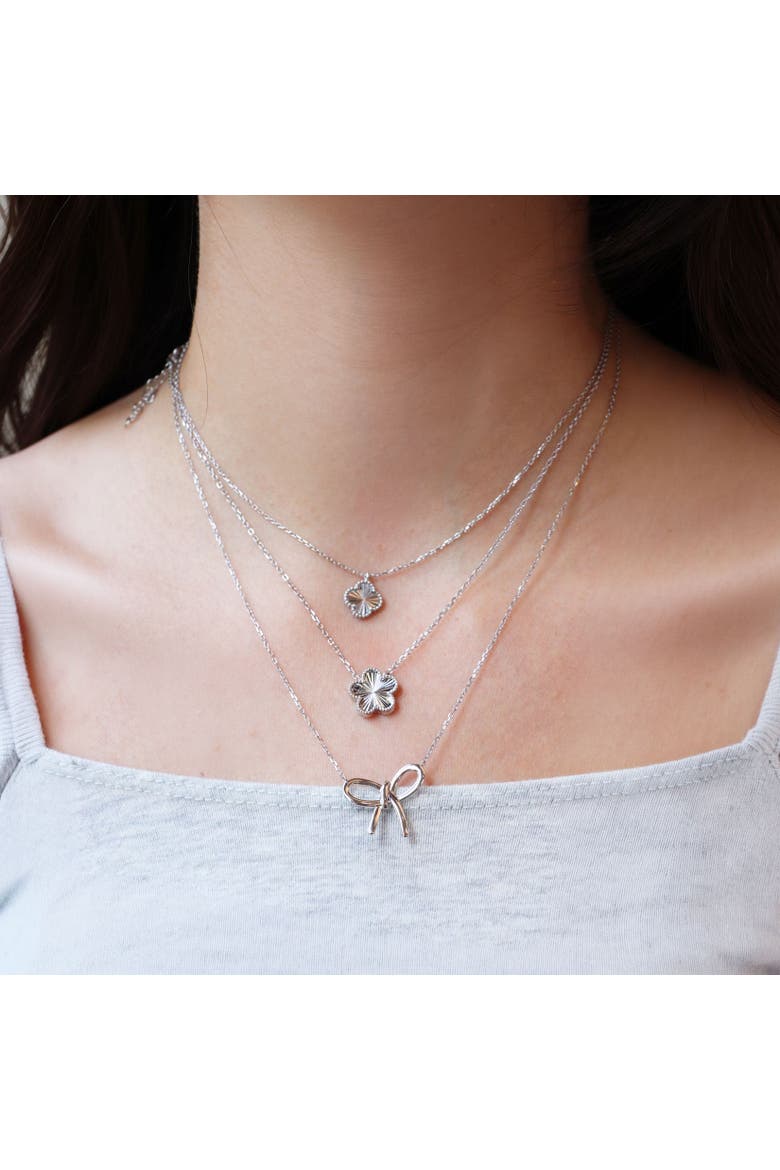 Fluted Single Flower Necklace, Alternate, color, Sterling Silver