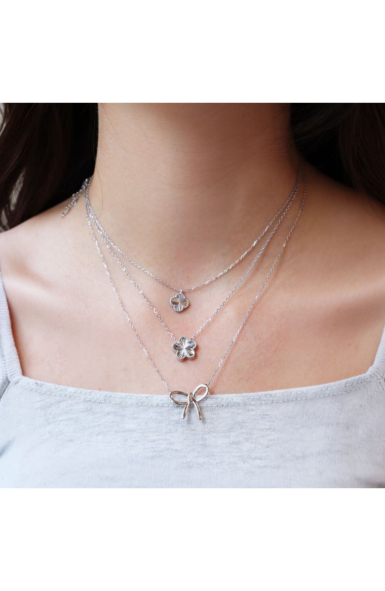 The Lovery Fine Jewelry Loopy Bow Necklace, Alternate, color, Sterling Silver