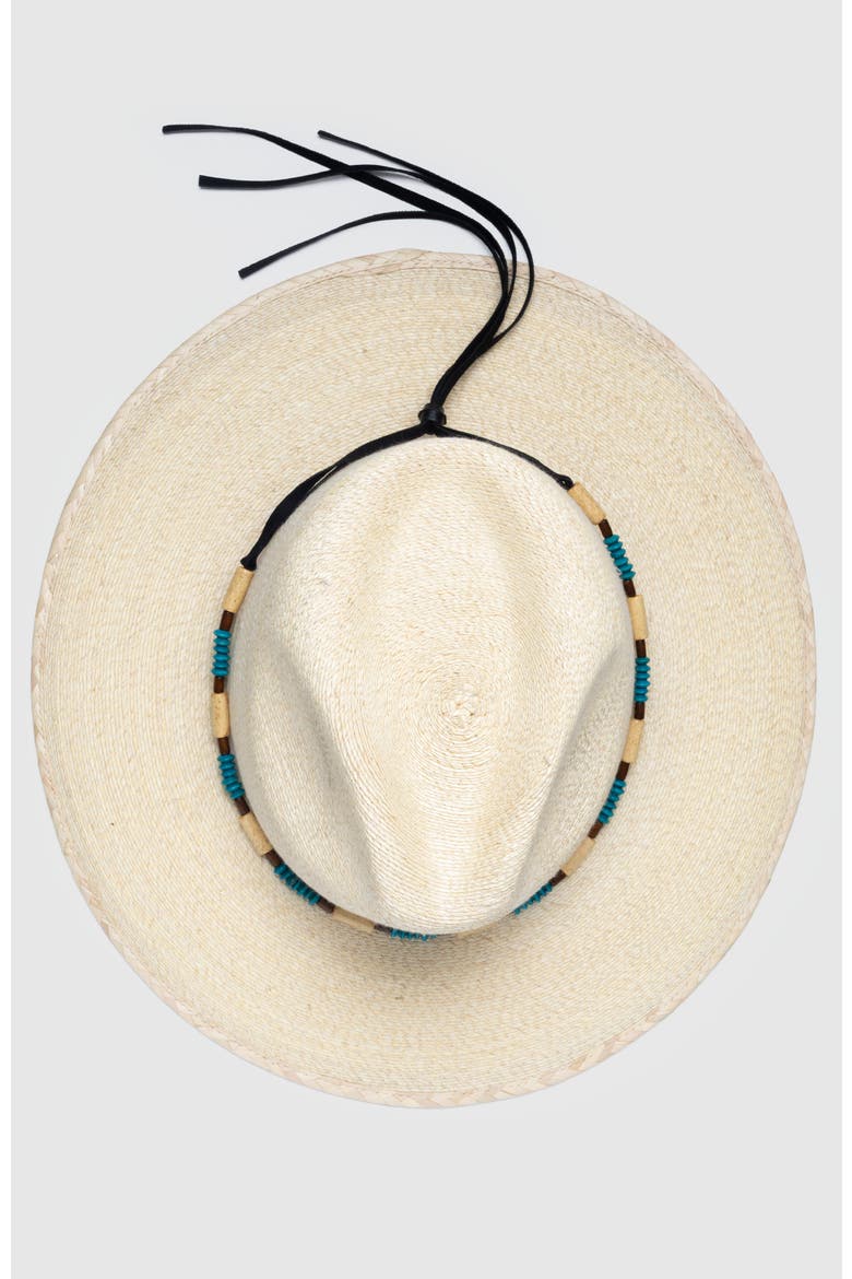 Roxy  Handwoven Straw Sun Hat - Bohemian Summer Fedora, Alternate, color, Natural / Turquoise
