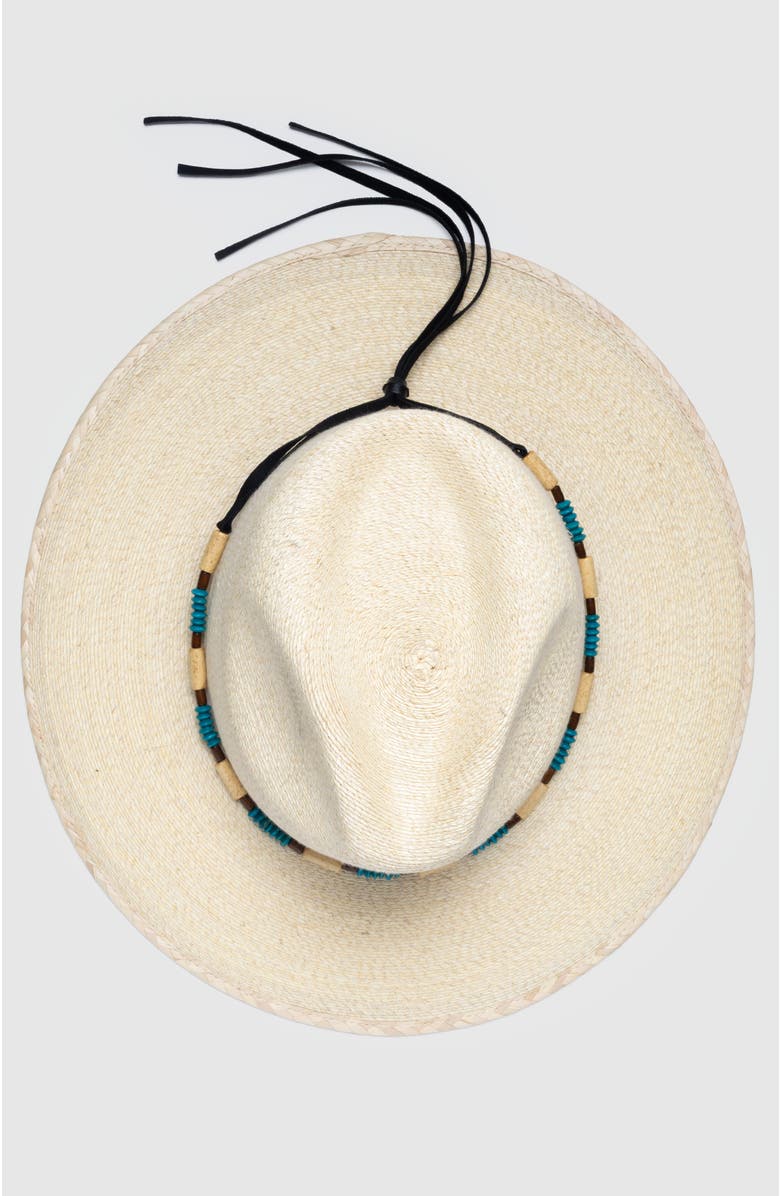 Manela Roxy  Handwoven Straw Sun Hat - Bohemian Summer Fedora, Alternate, color, Natural / Turquoise