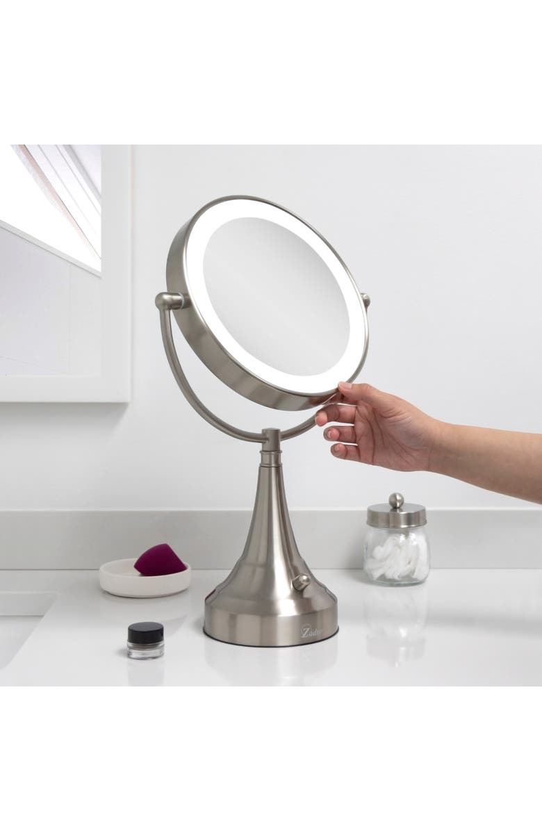 Zadro Lighted Makeup Mirror with 10X/1X Magnification, Battery & Cordless, Alternate, color, Satin Nickel