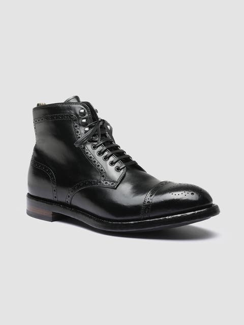 Temple 004 Black Leather Ankle Boot