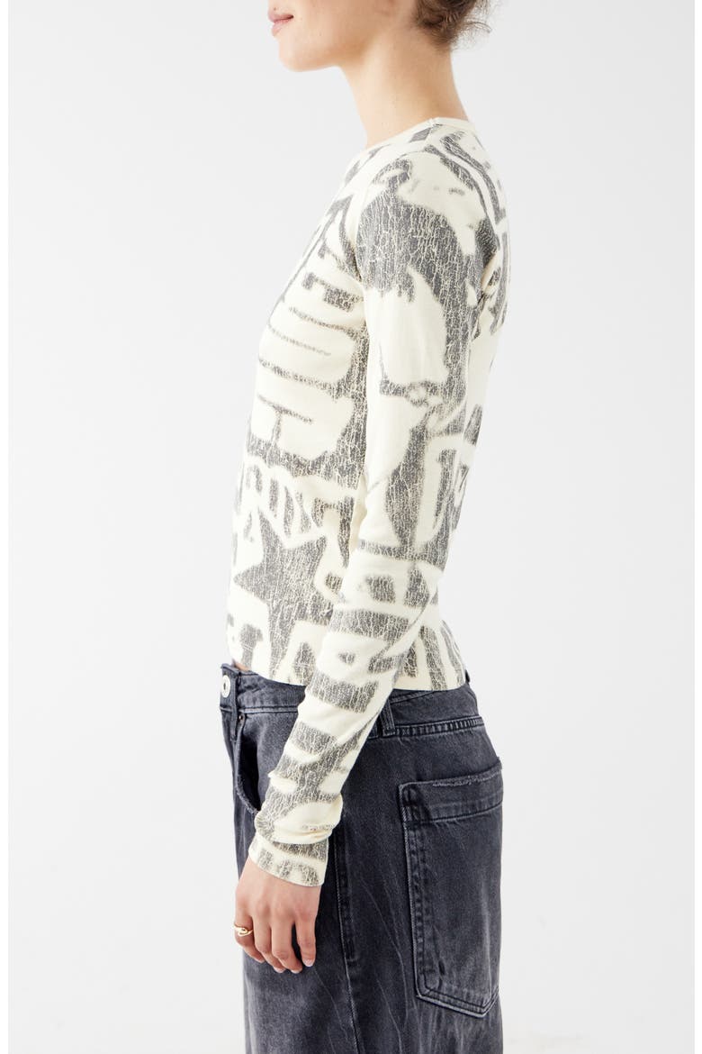 Stamp Print Long Sleeve T-Shirt, Alternate, color, ECRU
