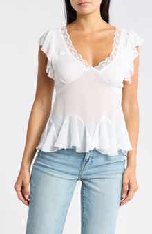 Ruffle Sleeve Peplum Top