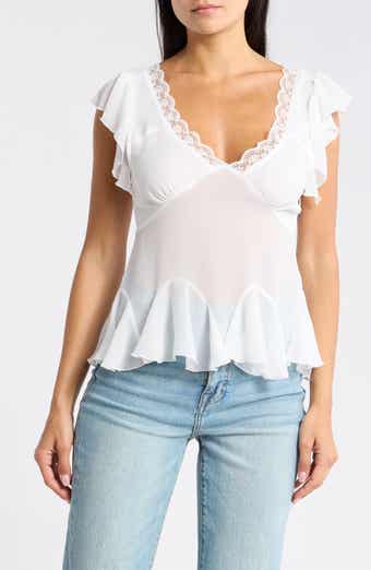 Ruffle Sleeve Peplum Top