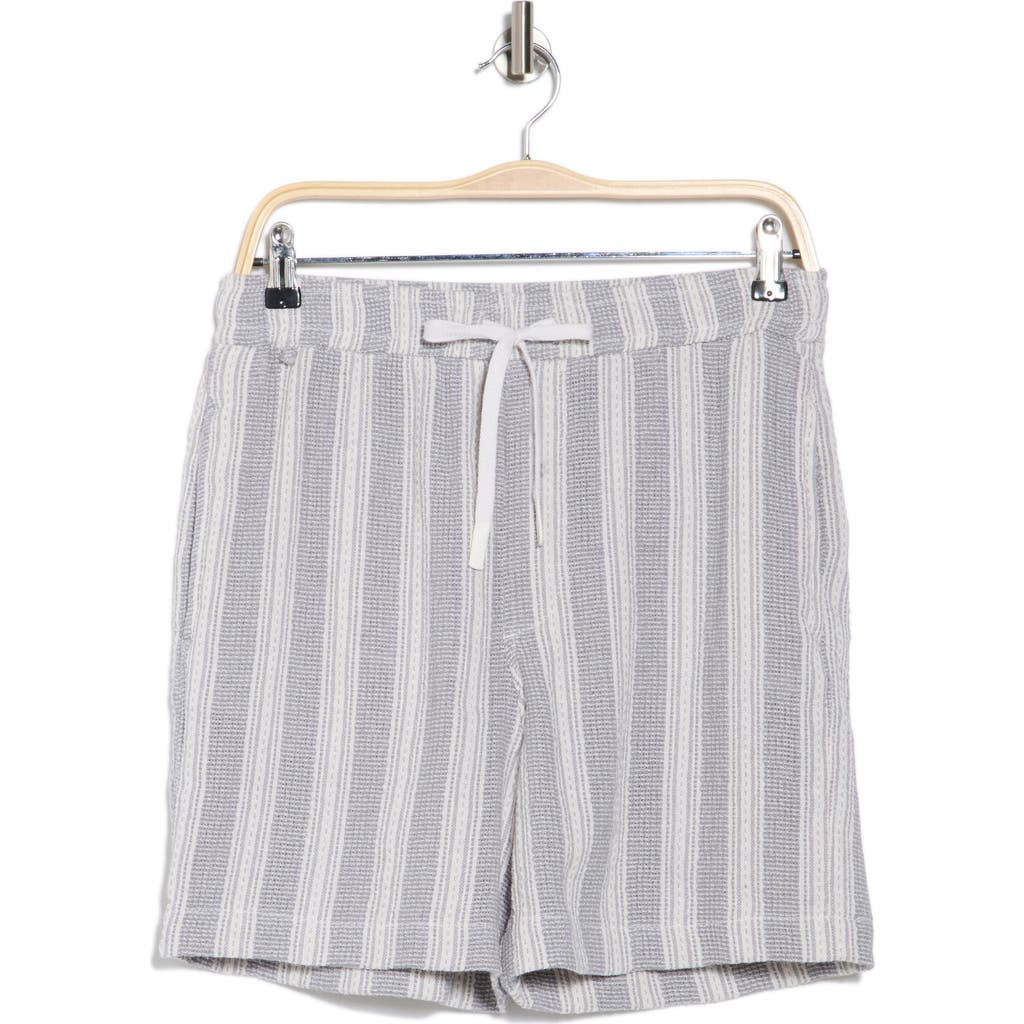 Denim And Flower Stripe Drawstring Shorts