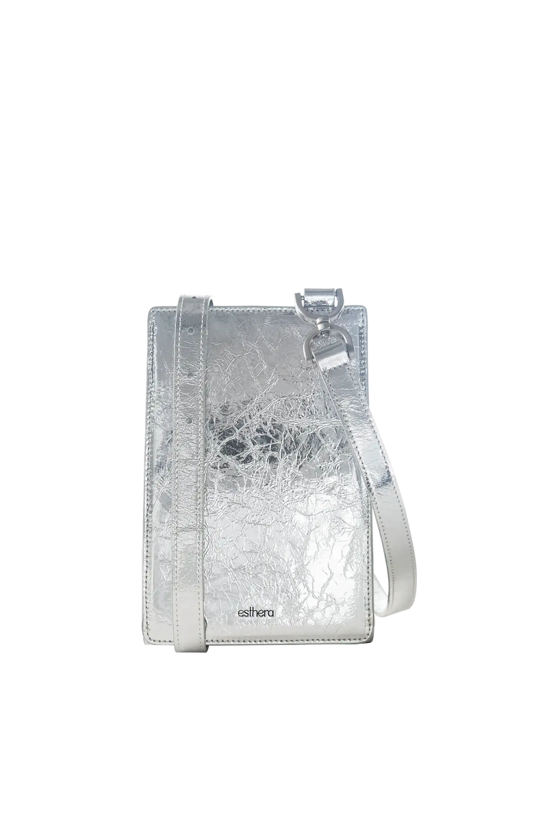 Esthera 1PM Leather Crossbody Bag, Alternate, color, Silver