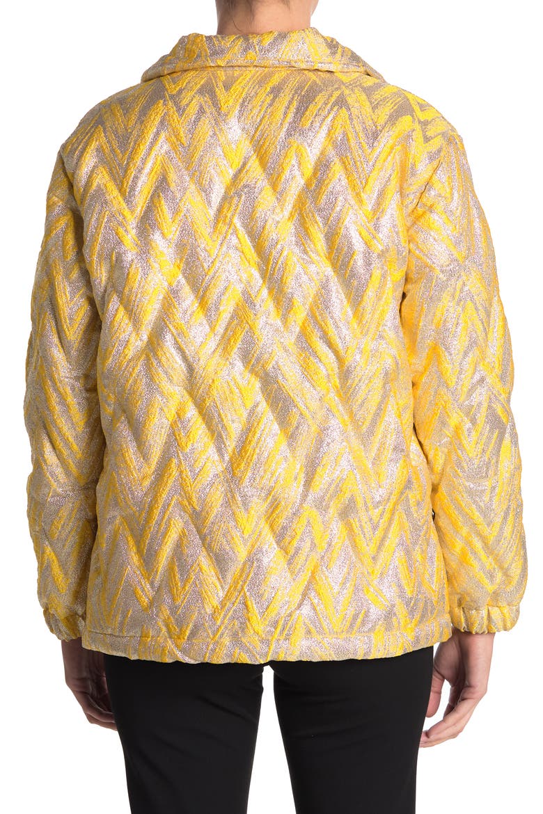 Metallic Chevron Print Puffer Jacket, Alternate, color, YELLOW