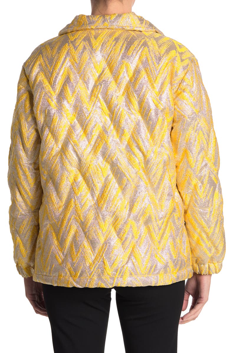 Moschino Metallic Chevron Print Puffer Jacket, Alternate, color, 