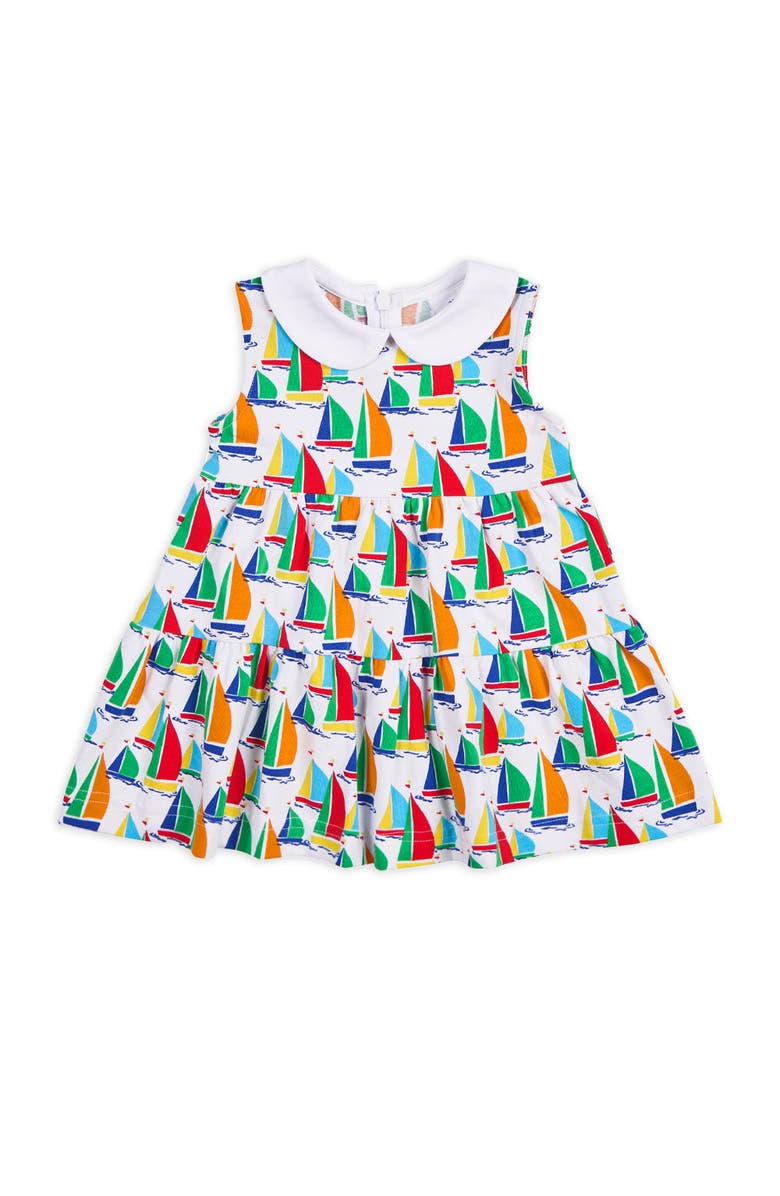 Florence Eiseman Sailboat Print Tiered Dress, Main, color, White / Multicolor