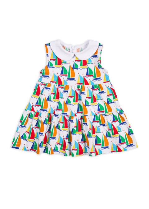 Sailboat Print Tiered Dress