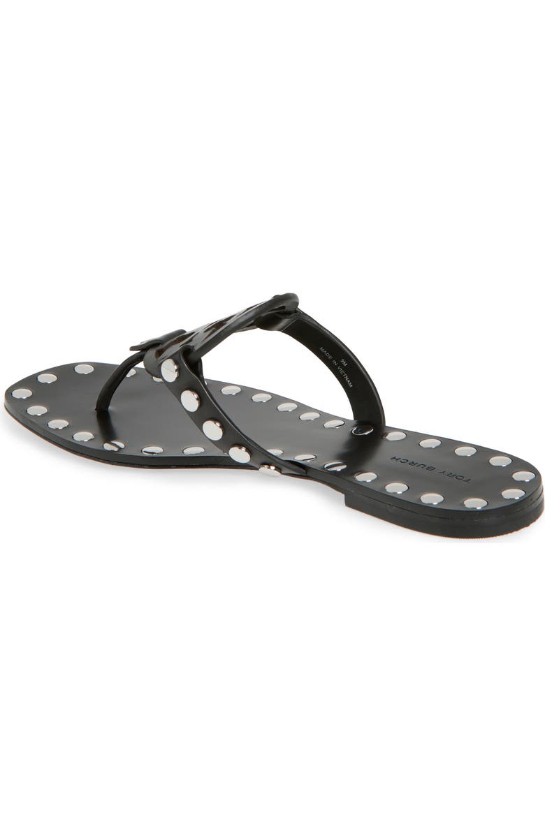 Tory Burch Miller Stud Thong Sandal, Alternate, color, Perfect Black / Silver