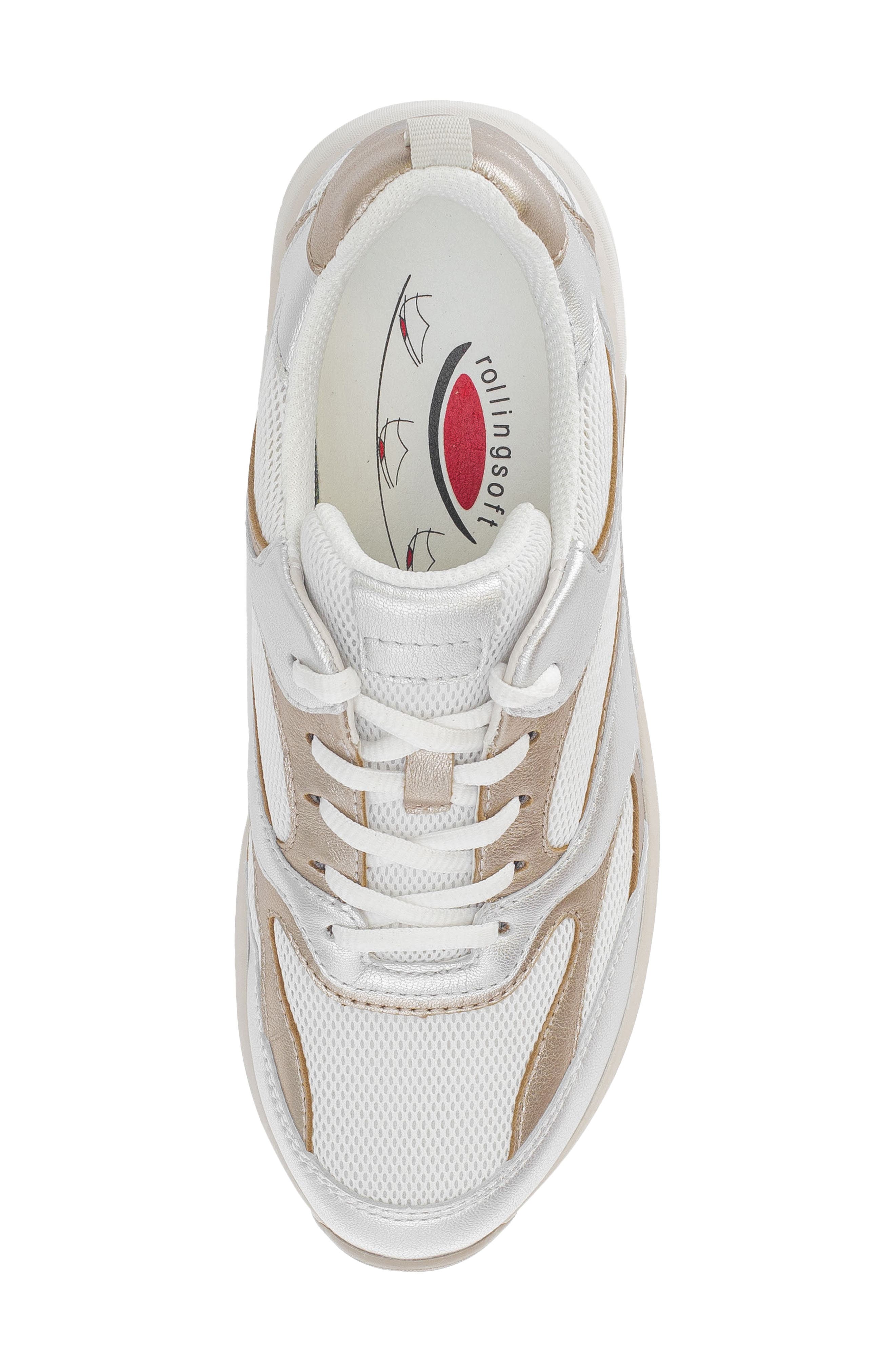Gabor Mixed Media Sneaker, Alternate, color, White