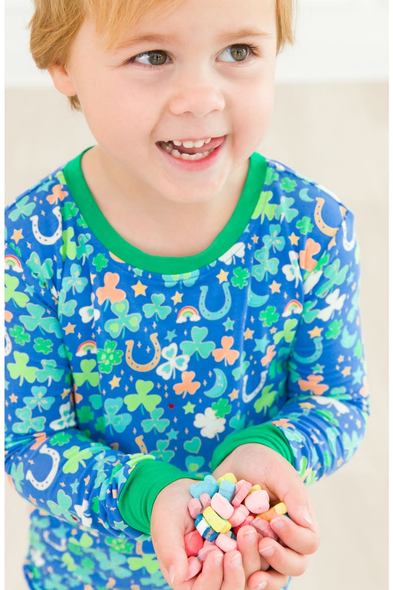 Lucky Day Fitted Two-Piece Pajamas, Alternate, color, BLUE