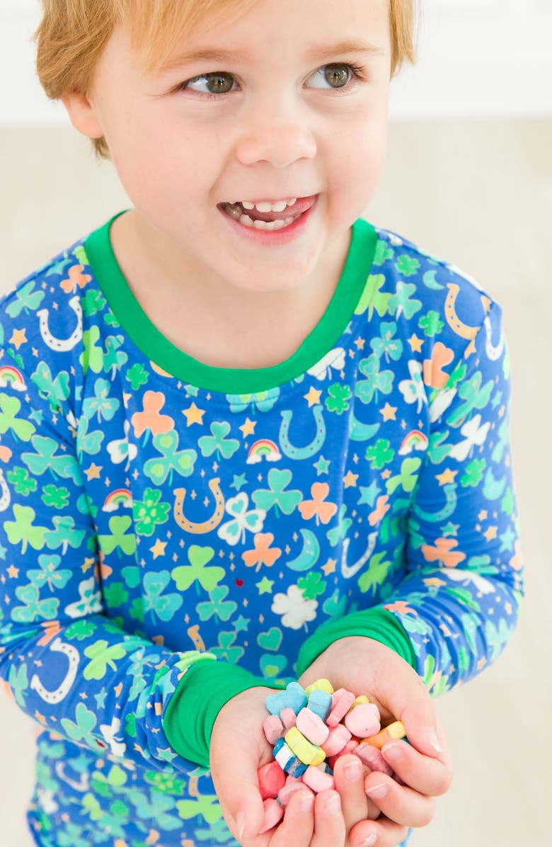 RuggedButts Lucky Day Fitted Two-Piece Pajamas, Alternate, color, Blue