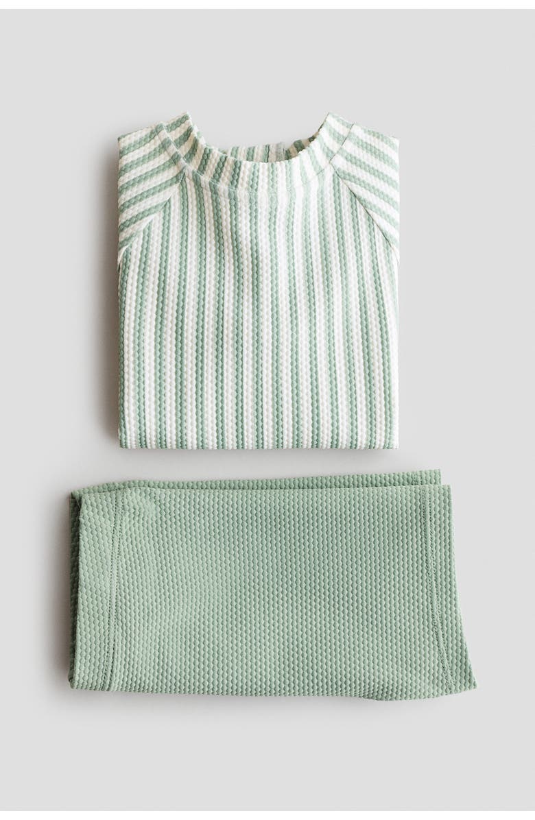 H&M Upf 50 Swim Set, Alternate, color, Light Green/White Striped