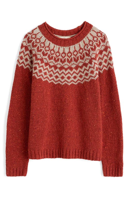 Seasalt Cornwall Port Kinnis Fair Isle Merino Wool Blend Crewneck Sweater In Brown