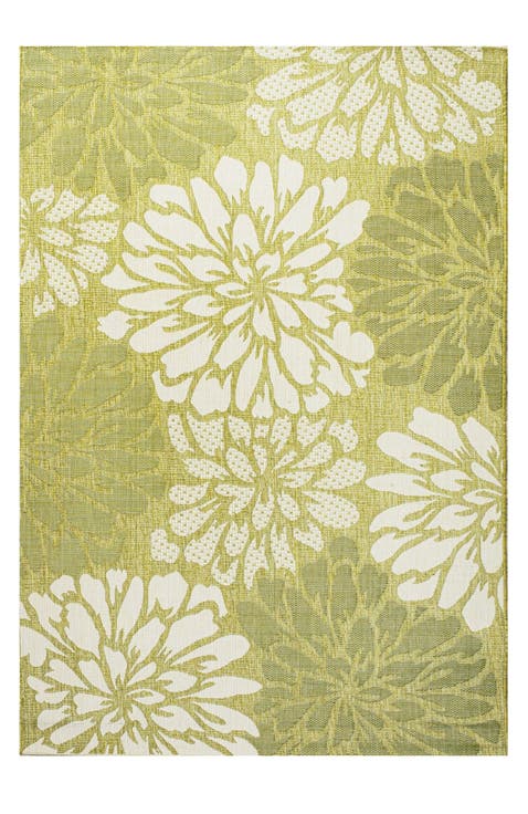 Zinnia Modern Floral Textured Weave Indoor/Outdoor Area Rug