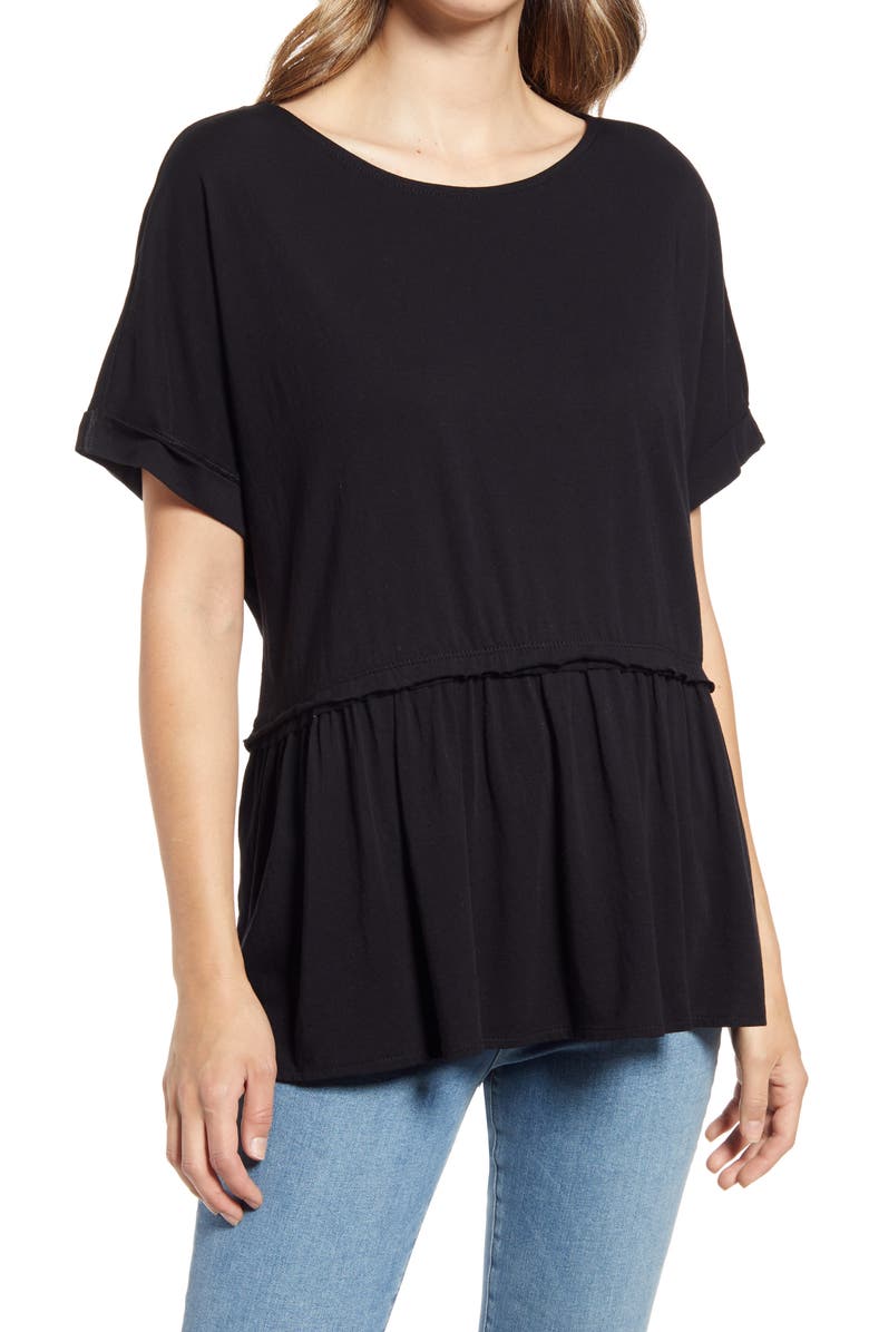Caslon<sup>®</sup> Floaty Peplum Jersey Top, Main, color,