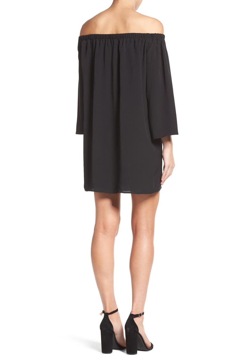 Polly Off the Shoulder Dress, Alternate, color, BLACK