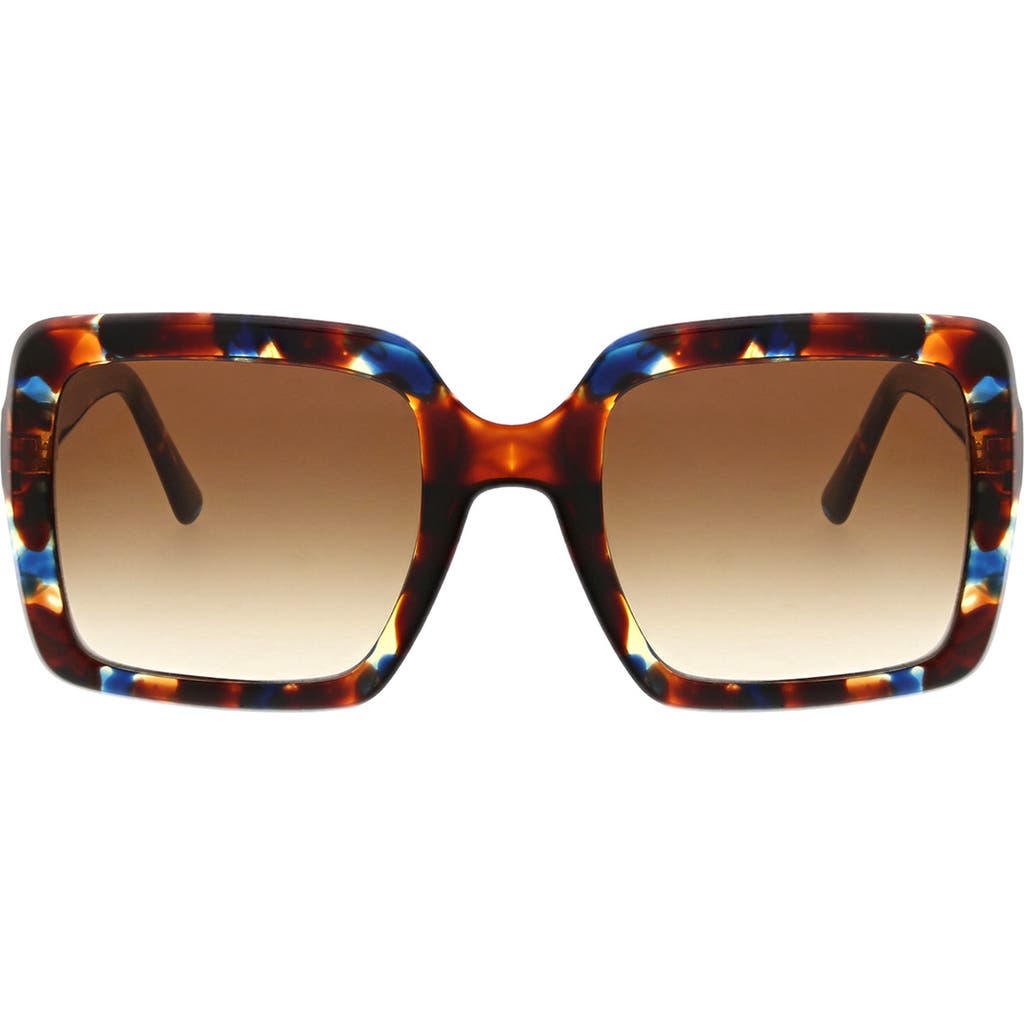 Oscar De La Renta 52mm Large Contemporary Square Sunglasses In Blue Brown Demi
